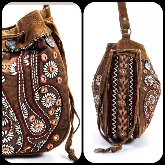 Free People Embroidered Cross body bag Boho Hippie - Picture 3 of 3